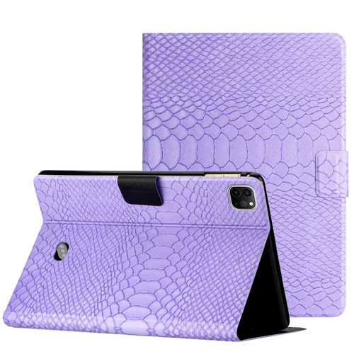 iPad Pro 11 2020 / 2018 / Air 2020 10.9 Solid Color Crocodile Texture Leather Smart Tablet Case - Purple