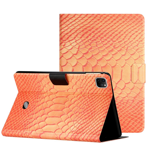 iPad Pro 11 2020 / 2018 / Air 2020 10.9 Solid Color Crocodile Texture Leather Smart Tablet Case - Orange