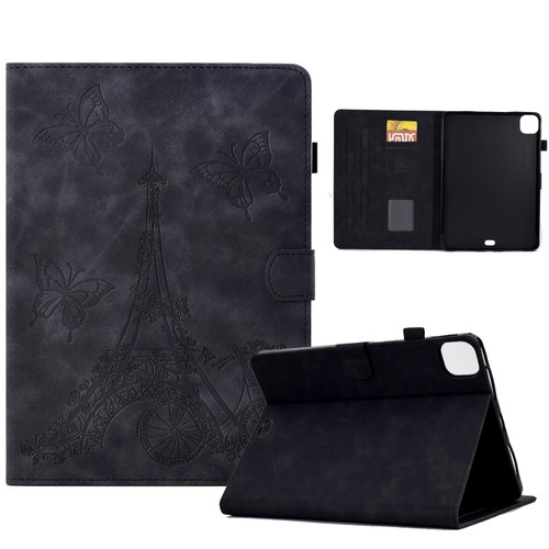 iPad Pro 11 2021/2020/2018 / Air 10.9 2020 Tower Embossed Leather Smart Tablet Case - Black