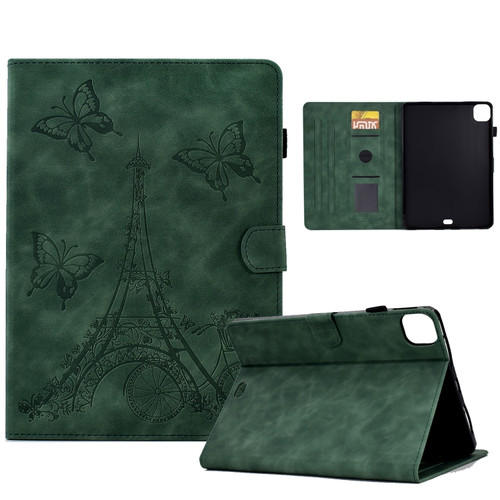 iPad Pro 11 2021/2020/2018 / Air 10.9 2020 Tower Embossed Leather Smart Tablet Case - Green