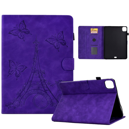 iPad Pro 11 2021/2020/2018 / Air 10.9 2020 Tower Embossed Leather Smart Tablet Case - Purple