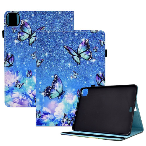 Colored Drawing Stitching Elastic Band Leather Smart Tablet Case iPad Air 10.9 2022/2020 / Pro 11 2021/2020 - Butterfly