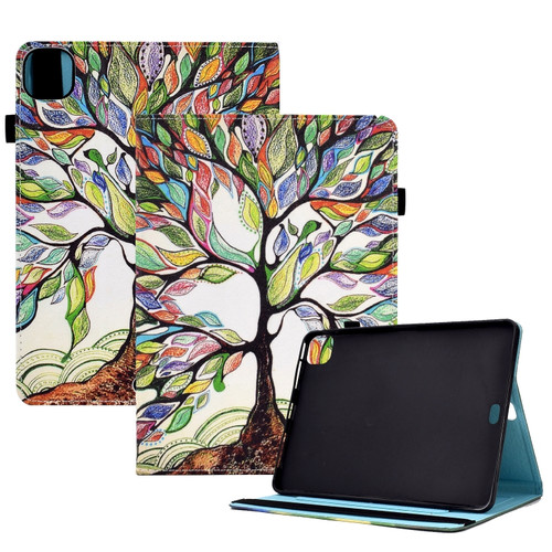 Colored Drawing Stitching Elastic Band Leather Smart Tablet Case iPad Air 10.9 2022/2020 / Pro 11 2021/2020 - Life Tree