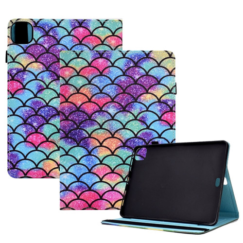 Colored Drawing Stitching Elastic Band Leather Smart Tablet Case iPad Air 10.9 2022/2020 / Pro 11 2021/2020 - Wavy Pattern
