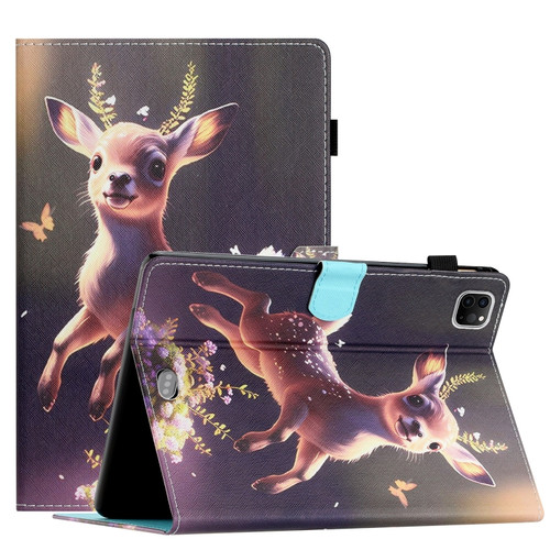 iPad Pro 11 / Air 4 / Air 5 Coloured Drawing Stitching Smart Leather Tablet Case - Deer