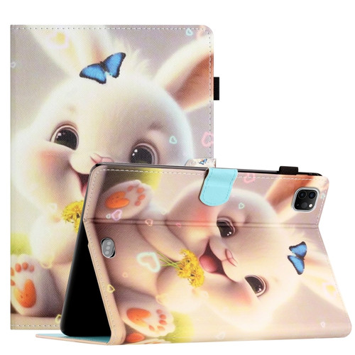 iPad Pro 11 / Air 4 / Air 5 Coloured Drawing Stitching Smart Leather Tablet Case - Rabbit