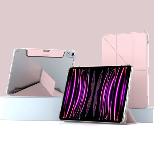 iPad Pro 11 2022 / 2021 / 2020 Mutural Deformation Stand Smart Leather Tablet Case - Pink