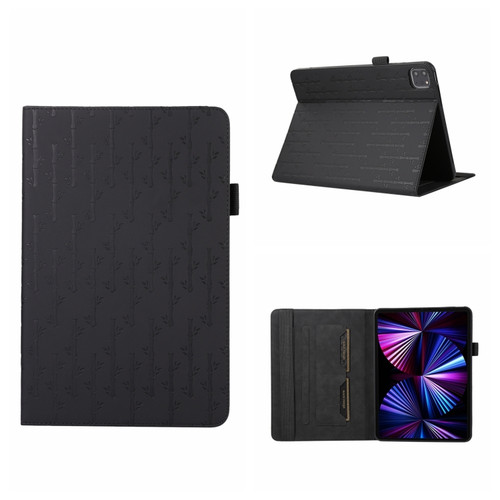 iPad Pro 11 2022 / 2021 Lucky Bamboo Pattern Leather Tablet Case - Black