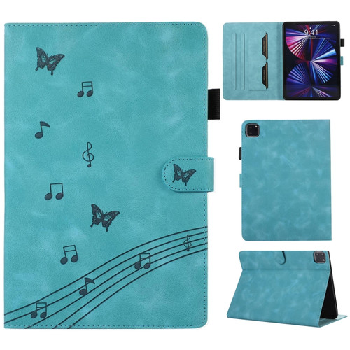 iPad Pro 11 2022 / Air 10.9 2022 Staff Music Embossed Smart Leather Tablet Case - Blue