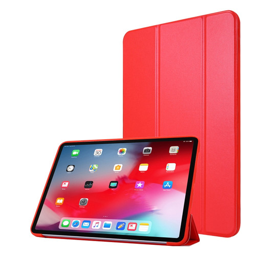 iPad Pro 11 2022 / 2021 3-folding Horizontal Flip PU Leather + Honeycomb TPU Shockproof Tablet Case with Holder - Red