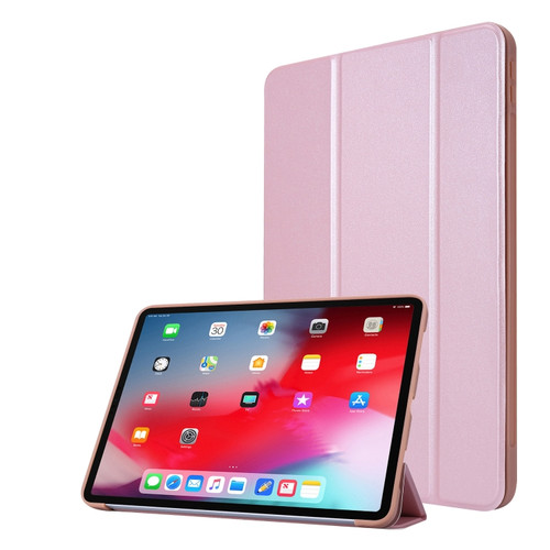 iPad Pro 11 2022 / 2021 3-folding Horizontal Flip PU Leather + Honeycomb TPU Shockproof Tablet Case with Holder - Rose Gold