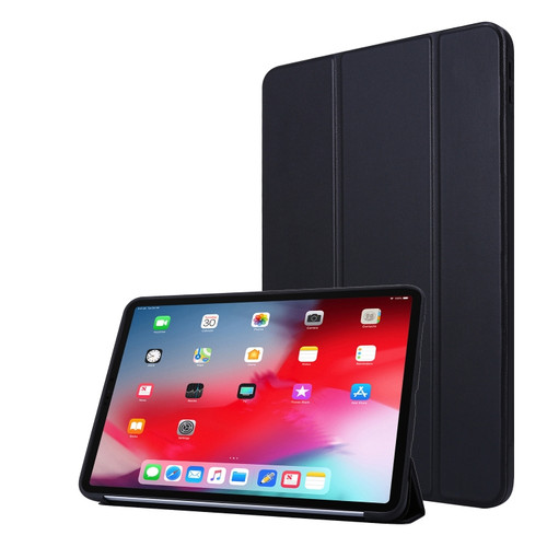 iPad Pro 11 2022 / 2021 3-folding Horizontal Flip PU Leather + Honeycomb TPU Shockproof Tablet Case with Holder - Black