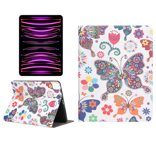 iPad Pro 11 2022/2021/2020/2018 / Air 10.9 2022/2020 Painted Voltage Pen Slot Tablet Smart Case - Colorful Butterfly