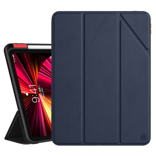iPad Pro 11 2022 / 2021 / 2020 NILLKIN PC + TPU Horizontal Flip Leather Tablet Case with Holder & Pen Slot & Sleep / Wake-up Function - Blue