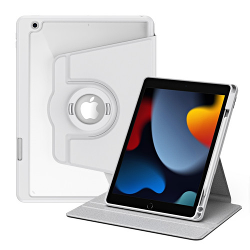 iPad Pro 10.2 2021 / 2020 / 2019 Acrylic 360 Rotation Detachable Leather Tablet Case - Grey