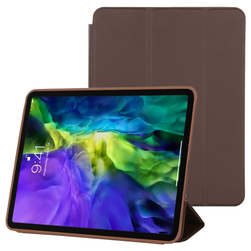 iPad Pro 11 2022 / 2021 / 2020 3-fold Horizontal Flip Smart Leather Tablet Case with Sleep / Wake-up Function & Holder - Brown