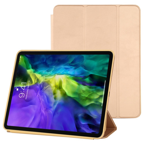 iPad Pro 11 2022 / 2021 / 2020 3-fold Horizontal Flip Smart Leather Tablet Case with Sleep / Wake-up Function & Holder - Gold