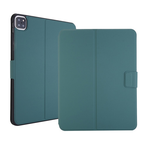 iPad Pro 11 2022 / 2021 Electric Pressed Texture Horizontal Flip Leather Tablet Case with Holder & Pen Slot - Dark Green