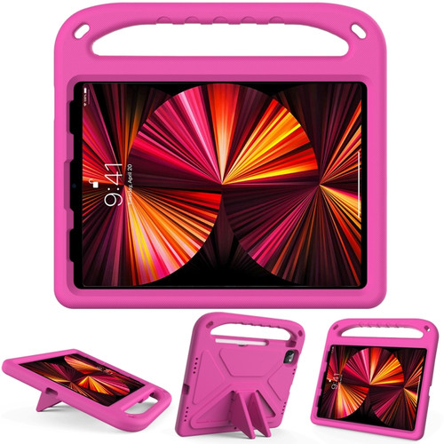 Handle Portable EVA Shockproof Protective Tablet Case with Triangle Holder iPad Pro 11 2022 / 2021/2020/2018 / iPad Air 2020 / Air 2022 10.9 - Rose Red
