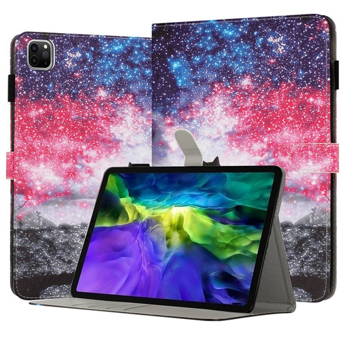 iPad Pro 11 2022 / 2021 / 2020 Painted Leather Smart Tablet Case - Starry Sky Cat