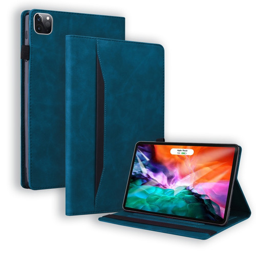 iPad Pro 11 2022 / 2021 & 2018 / Air 2020 10.9 Business Shockproof Horizontal Flip Leather Tablet Case with Holder & Card Slots & Photo Frame & Pen Slot & Sleep / Wake-up Function - Blue