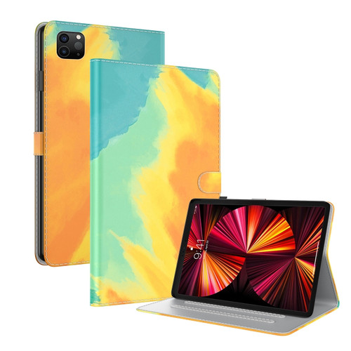 iPad Pro 11 2022 / 2021 / 2018 / Air 2020 10.9 Watercolor Pattern Skin Feel Magnetic Leather Tablet Case with Holder & Card Slots & Photo Frame & Sleep / Wake-up Function - Autumn Leaves