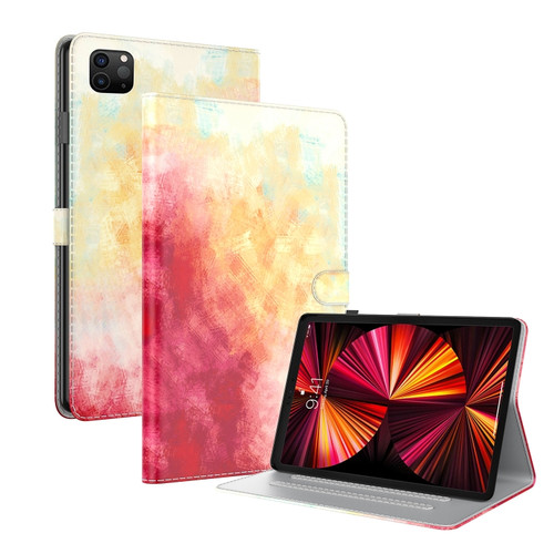 iPad Pro 11 2022 / 2021 / 2018 / Air 2020 10.9 Watercolor Pattern Skin Feel Magnetic Leather Tablet Case with Holder & Card Slots & Photo Frame & Sleep / Wake-up Function - Spring Cherry