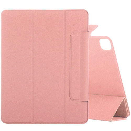 iPad Pro 11 2022 / 2021 / 2020 / 2018 / Air 2020 10.9 Horizontal Flip Ultra-thin Fixed Buckle Magnetic PU Leather Tablet Case With Three-folding Holder & Sleep / Wake-up Function - Pink