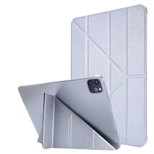 iPad Pro 11 2022 / 2021 Silk Texture Horizontal Deformation Flip Leather Tablet Case with Holder - Silver