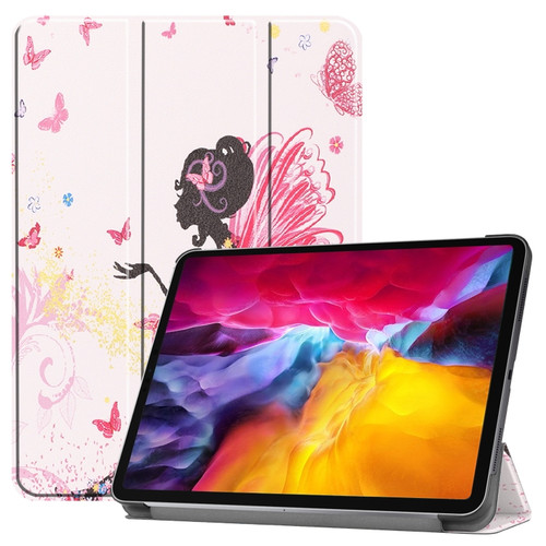 iPad Pro 11 2022 / 2021 Colored Drawing Horizontal Flip PC + PU Leather Tablet Case with Three-folding Holder & Sleep / Wake-up Function - Elf Girl