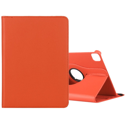 iPad Pro 11 2022 / 2021 / 2020 / iPad Air 2020 10.9 Litchi Texture Horizontal Flip 360 Degrees Rotation Leather Tablet Case with Holder - Orange