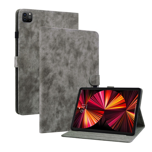 iPad Pro 12.9 2022 / 2021 / 2020 Tiger Pattern PU Tablet Case with Sleep / Wake-up Function - Grey