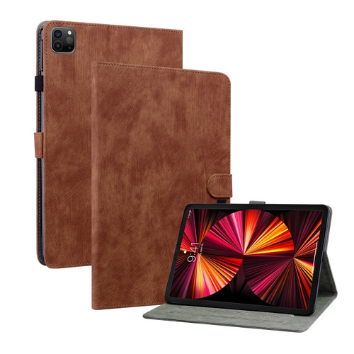 iPad Pro 12.9 2022 / 2021 / 2020 Tiger Pattern PU Tablet Case with Sleep / Wake-up Function - Brown