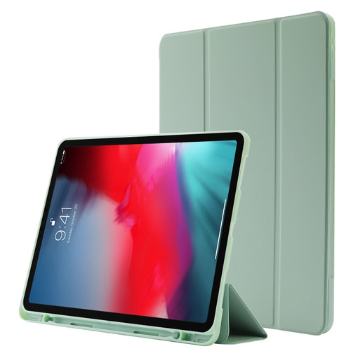 Skin Feel Pen Holder Tri-fold Tablet Leather Case iPad Pro 12.9 2022 / 2021 / 2020 / 2018 - Matcha Green