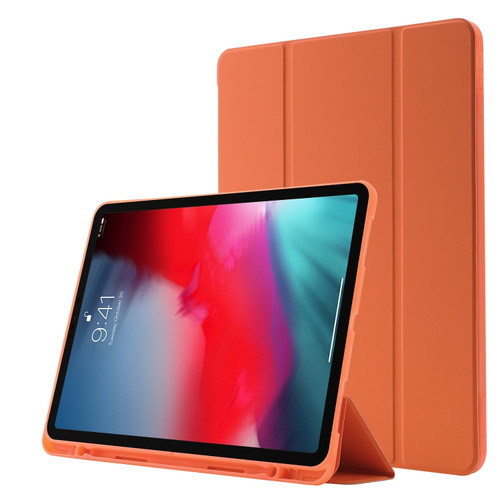 Skin Feel Pen Holder Tri-fold Tablet Leather Case iPad Pro 12.9 2022 / 2021 / 2020 / 2018 - Orange