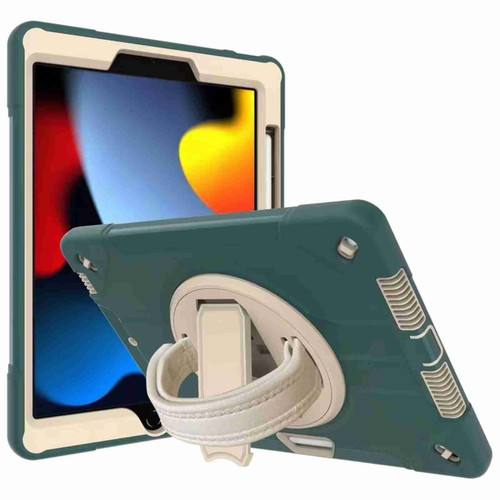 360-degree Rotating Holder Tablet Case with Wristband iPad Pro 12.9 2021/2020 - Green + Beige