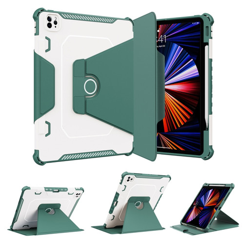 360 Degree Rotating Armored Smart Tablet Leather Case iPad Pro 12.9 inch 2022/2021/2020/2018 - Green
