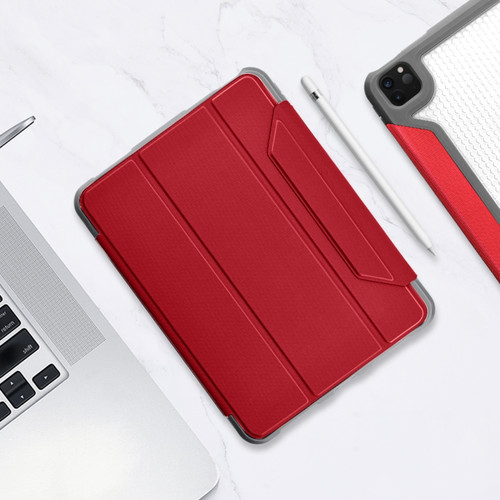 iPad Pro 12.9 2022 / 2021 / 2020 Mutural Yagao Series PC Horizontal Flip Leather Tablet Case with Holder & Pen Slot - Red