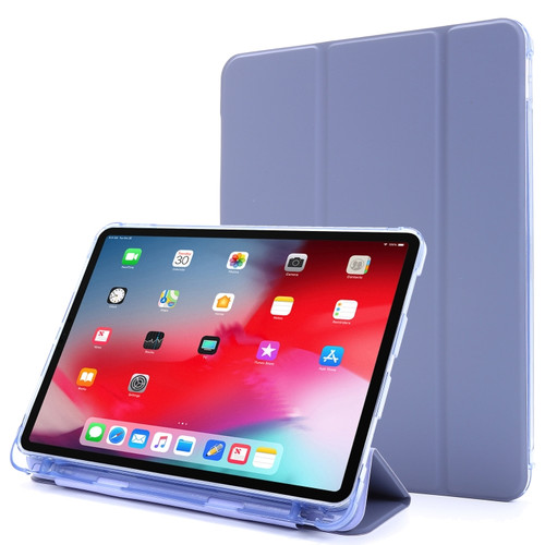 iPad Pro 12.9 2022 / 2021 Multi-folding Horizontal Flip PU Leather + Shockproof Airbag TPU Tablet Case with Holder & Pen Slot & Wake-up / Sleep Function - Purple