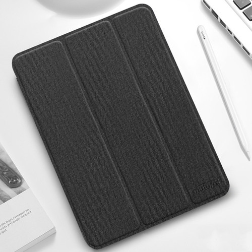 iPad Pro 12.9 2022 / 2021 / 2020 Mutural YASHI Series TPU + PU Cloth Pattern Texture Horizontal Flip Leather Tablet Case with Three-folding Holder & Pen Slot & Wake-up / Sleep Function - Black