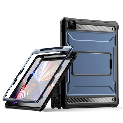 iPad Pro 12.9 2021/2020/2018 Explorer PC + TPU Tablet Protective Case with Pen Slot - Blue