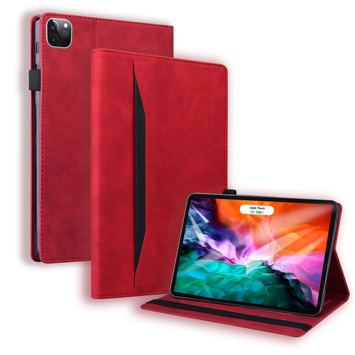 iPad Pro 12.9 inch 2022 / 2021 / 2020 Business Shockproof Horizontal Flip Leather Tablet Case with Holder & Card Slots & Photo Frame & Pen Slot & Sleep / Wake-up Function - Red