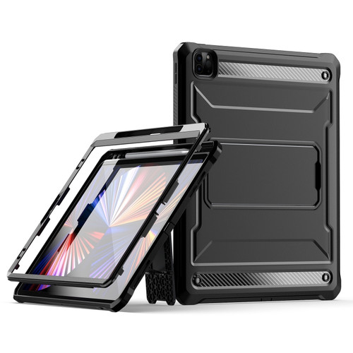 iPad Pro 12.9 2021/2020/2018 Explorer PC + TPU Tablet Protective Case with Pen Slot - Black