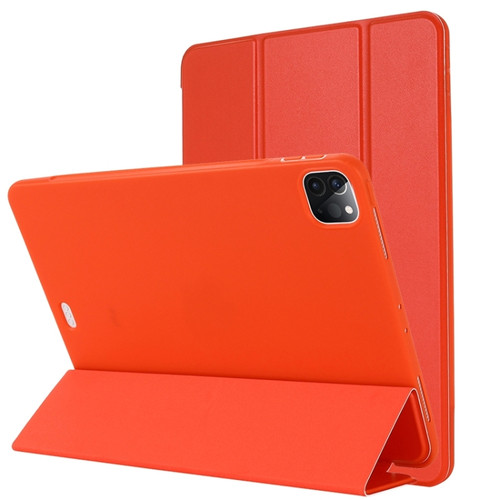 iPad Pro 12.9 2022 / 2021 / 2020 / 2018 TPU Horizontal Flip Leather Tablet Case with Three-folding Holder - Red