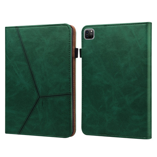 iPad Pro 12.9 2022 / 2021 / 2020 / 2018 Solid Color Embossed Striped Leather Case - Green