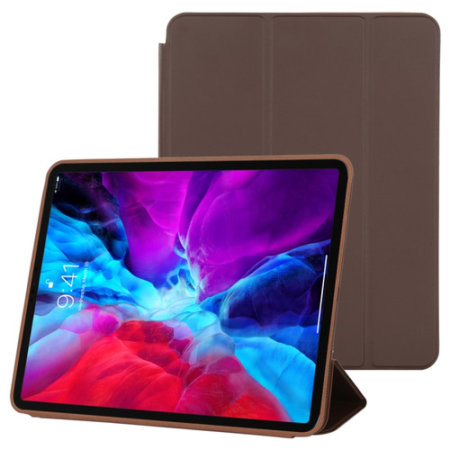 iPad Pro 12.9 inch  - 2020/2021 3-fold Horizontal Flip Smart Leather Tablet Case with Sleep / Wake-up Function & Holder - Brown