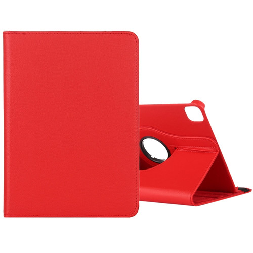 iPad Pro 12.9 2022 / 2021 / 2020 Litchi Texture Horizontal Flip 360 Degrees Rotation Leather Tablet Case with Holder - Red