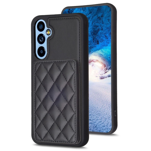 Samsung Galaxy A54 5G BF25 Square Plaid Card Bag Holder Phone Case - Black