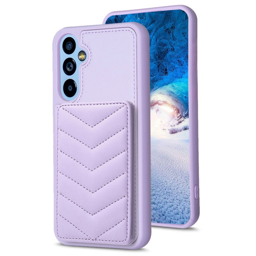 Samsung Galaxy A54 5G BF26 Wave Pattern Card Bag Holder Phone Case - Purple