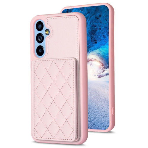 Samsung Galaxy A54 5G BF25 Square Plaid Card Bag Holder Phone Case - Pink